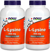 NOW Foods L-Lysine 500 mg gélules, boîte pack-2, soutient potentiellement la synthèse des protéines.
