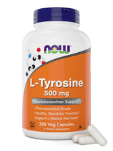 NOW Foods L-Tyrosine 500 mg gélules 300 — soutien potentiel à l'attention mentale.