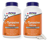 NOW Foods L-Tyrosine, bouteille 300 capsules, pack de 2, soutien potentiel à la concentration