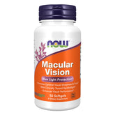 NOW Foods Macular Vision Softgel — bouteille avec gélules favorisant la clarté visuelle.