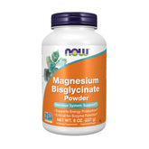 NOW Foods magnésium bisglycinate poudre dans une bouteille, facile à doser au quotidien.