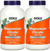 NOW Foods Magnésium citrate 200 mg, flacon de tablettes, soutien au métabolisme sain