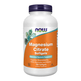 NOW Foods Magnésium Citrate Glycinate Malate – Bouteille avec étiquette et présentation.