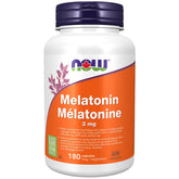 NOW Foods Mélatonine 3 mg, bouteille et capsules végétales pour soutien potentiel du sommeil.