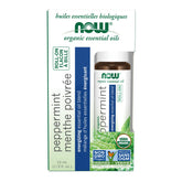 NOW Foods Menthe Roll-On : bouteille en verre prête à réveiller l'énergie.
