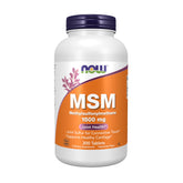 NOW Foods MSM 1500 mg – bouteille et versement, soutien potentiel des articulations.