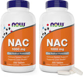 NOW Foods NAC 1000 mg, pack de 2 comprimés, emballage visible et pratique.