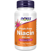 Flacon NOW Foods Niacine B-3 250 mg avec libération progressive sans flush.