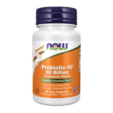 NOW Foods Probiotic-10: bouteille avec étiquette, potentiel pour soutenir la flore intestinale.