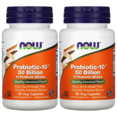 NOW Foods Probiotic10 50 Milliards — bouteille de capsules végétales pour équilibre intestinal.