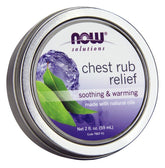NOW Foods Solutions Chest Rub Relief, bouteille menthol, améliore le confort respiratoire et le bien-être.