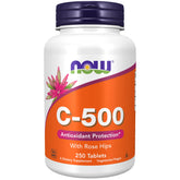 NOW Foods vitamine C-500 avec cynorhodons, bouteille prête à l’usage quotidien.