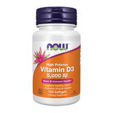 NOW Foods Vitamine D3 5000 UI, flacon-gélules liquides peut soutenir les os et le système immunitaire.
