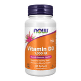 NOW Foods Vitamin D-3: bouteille-gelules-molles avec absorption élevée.