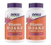 Now Foods Vitamine D3 K2 — bouteille pratique soutenant potentiellement la santé des os et du cœur.