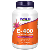 NOW Foods Vitamine E 400 UI — capsules molles mélangées offrant une protection antioxydante potentielle.
