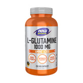 NOW Foods Glutamine, front de bouteille, soutien potentiel du métabolisme des protéines.