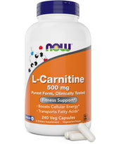NOW Foods L-Carnitine 500 mg, capsules véganes, soutien énergie possible pour sportifs.