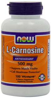 Now Foods L-Carnosine 500 mg, pack de 2 gélules végétales, soutien antioxydant potentiel.