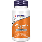 NOW Foods L-Theanine 100 mg dans une bouteille pratique pour la détente en douceur.