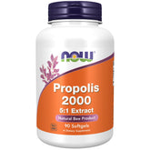 NOW Foods Propolis 2000 dans une bouteille, gélules souples pour usage quotidien sain.