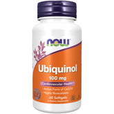 Flacon NOW Foods ubiquinol 100 mg, soutien potentiel énergie cellulaire