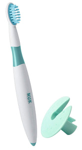 NUK brosse d'apprentissage avec anneau protecteur pour sécurité lors du brossage