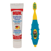 NUK nettoyant dents et gencives tout-petit – emballage pratique et sans fluorure.