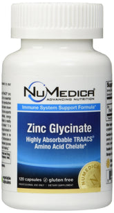 Numedica Zinc Glycinate 20 mg - Bouteille : apport quotidien pratique pour l'énergie.