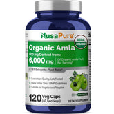 Capsules NusaPure Amla et boîte faciles à prendre au quotidien.