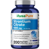 NusaPure Strontium Citrate — bouteille vegan, apport quotidien pratique.