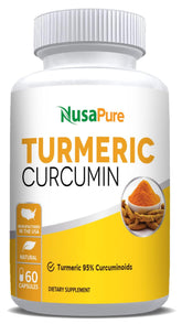 NusaPure Curcuma Curcuminoides, bouteille visible, soutien potentiel à la vitalité quotidienne.