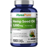 NusaPure huile de chanvre 1000 mg par portion, riche en oméga et nutriments.