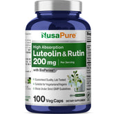 NusaPure lutéoline rutine 200 mg, capsules faciles à avaler pour un apport quotidien.