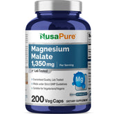 NusaPure Magnésium Malate – bouteille, soutien potentiel au métabolisme énergétique.