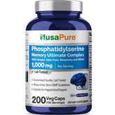NusaPure Phosphatidylserine mémoire – flacon et capsules végétales favorisant la concentration