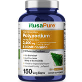 Bouteille NusaPure Polypodium Nicotinamide avec extrait 10:1, routine pratique.