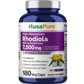 NusaPure Rhodiola Rosea, capsule 7500mg, soutien potentiel pendant les journées actives.