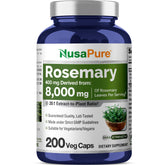 Capsules NusaPure romarin dans bouteille, usage quotidien possible et végan.