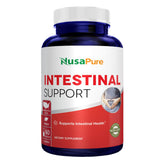Bouteille NusaPure prête à l’emploi, suggérant un soutien intestinal potentiel.