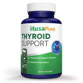 NusaPure Thyroid Support – Bouteille verse les capsules, prise facile dans la routine.