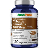 NusaPure Tribulus Terrestris 50:1, bouteille prête pour 60 portions quotidiennes.