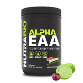 NutraBio Alpha EAA, bouteille cerise-lime slush pour récupération potentielle.