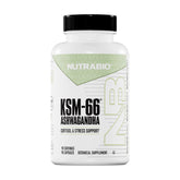 NutraBio Ashwagandha KSM-66 - bouteille visible soutenant le bien etre general