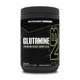 NutraBio Glutamine en poudre, emballage moderne et pureté fiable.