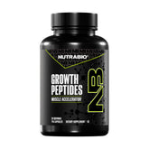 NutraBio Growth Peptides : bouteille visible, soutien potentiel à la performance et récupération.