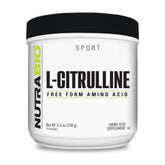 NutraBio L-Citrulline – bouteille 150 g, soutien potentiel à la performance et vascularisation.