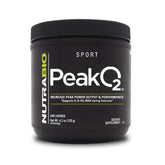 NutraBio PeakO2, bouteille de poudre neutre, soutien endurance et récupération.