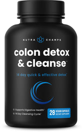 NutraChamps Colon Cleanse - bouteille visible, soutien digestif en douceur.