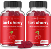 NutraChamps gommes cerise-aigre dans une bouteille, soutien potentiel des articulations et du sommeil.